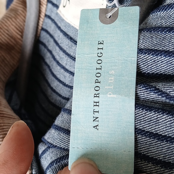 Anthropologie Pilcro Navy Striped Utility Jacket, Cotton and Elastane/Pockets